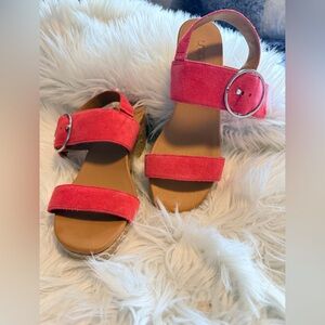 UGG Navee Suede Sandals Strawberry Sherbet Pink Espadrille  Adjustable size 7.5